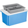 Sunware opslagbox kunststof 51 liter blauw 59 x 39 x 29 cm met deksel en organiser tray - Opbergbox