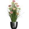 Kunstbloemen boeket roze - in pot grijs - keramiek - H70 cm - Kunstbloemen