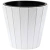 Prosperplast Plantenpot/bloempot Wood Style - buiten/binnen - kunststof - wit - D40 x H37 cm - Plantenpotten