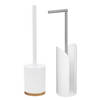 WC-/toiletborstel met toiletrolhouder set wit - Badkameraccessoireset