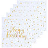 Verjaardag feest servetten happy birthday - 100x - wit - 24 x 24 cm - Feestservetten