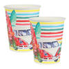 Santex tropical thema feest wegwerp bekertjes - 20x - 270 ml - karton - Hawaii themafeest - Feestbekertjes