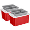 Sunware 2x opslagbox kunststof 51 liter rood 59 x 39 x 29 cm met deksel en organiser tray - Opbergbox