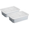 Sunware 2x opslagbox kunststof 30 liter lichtgrijs 59 x 39 x 17 cm met deksel - Opbergbox