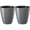 Prosperplast Plantenpot/bloempot Amazing - 2x - buiten/binnen - kunststof - steengrijs - D37 x H42 cm - Plantenpotten