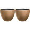 Prosperplast Plantenpot/bloempot Sevilla - 2x - buiten/binnen - kunststof - hout/beige - D39 x H30 cm - Plantenpotten