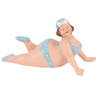 Home decoratie beeldje dikke dame liggend - blauw badpak - 20 cm - Beeldjes