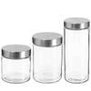 Set van 8x keuken voorraadbussen/potten glas RVS deksel - 3 formaten - Voorraadpot