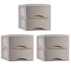 Plasticforte thuis kantoor organizer ladeblok - 3x - 2 lades - 25 x 37 x 26 cm - kunststof - beige - Ladeblok