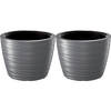 Prosperplast Plantenpot/bloempot Amazing - 2x - buiten/binnen - kunststof - steengrijs - D47 x H52 cm - Plantenpotten