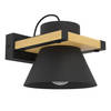 EGLO Maccles Wandlamp - E27 - 18 cm - Zwart/Bruin - Staal/Hout