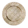 Inge Christmas kaarsenbord - goud brokant - kunststof - D33 cm - rond - Kaarsenplateaus