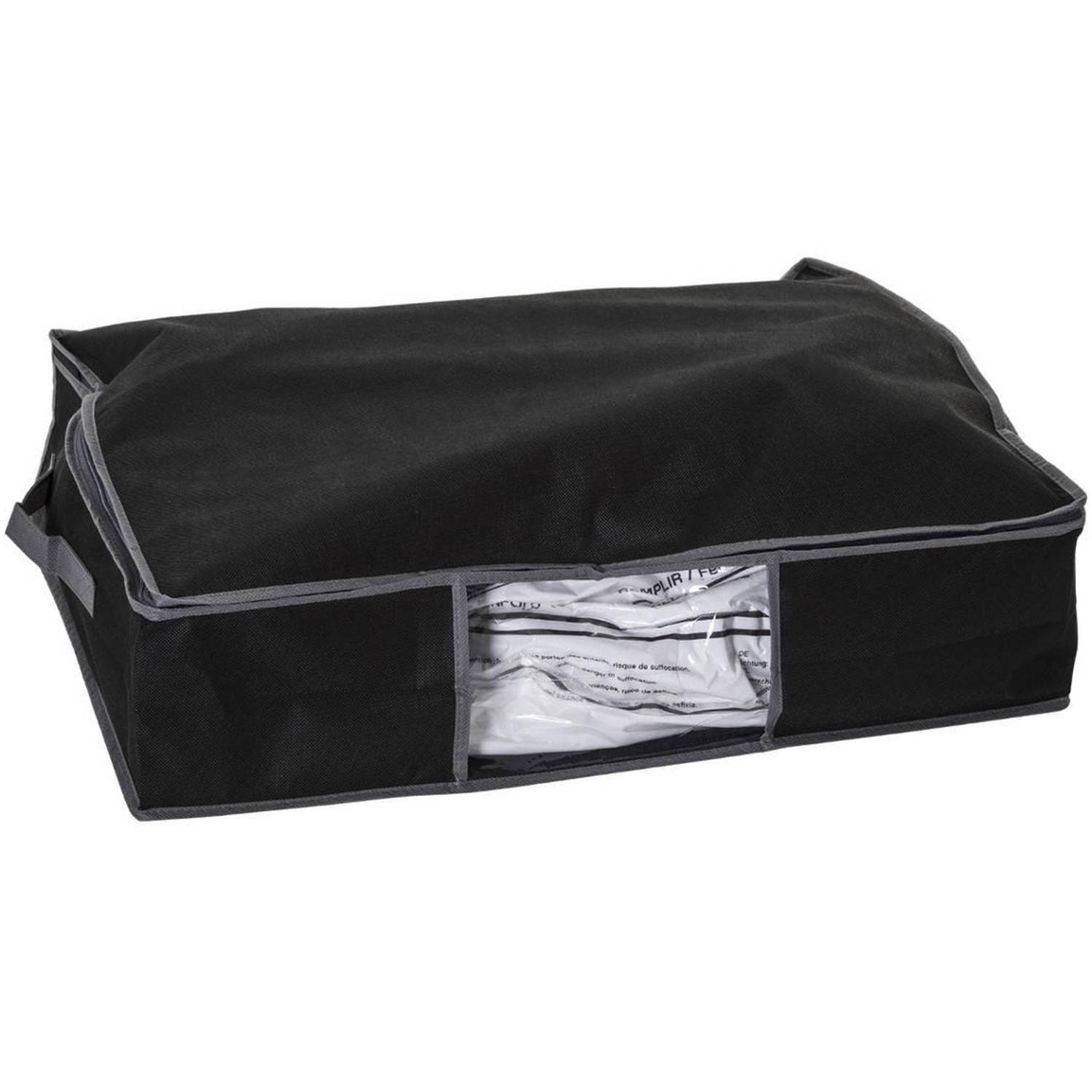 Dekbed-kussen opberghoes zwart met vacuumzak 60 x 45 x 15 cm Opberghoezen