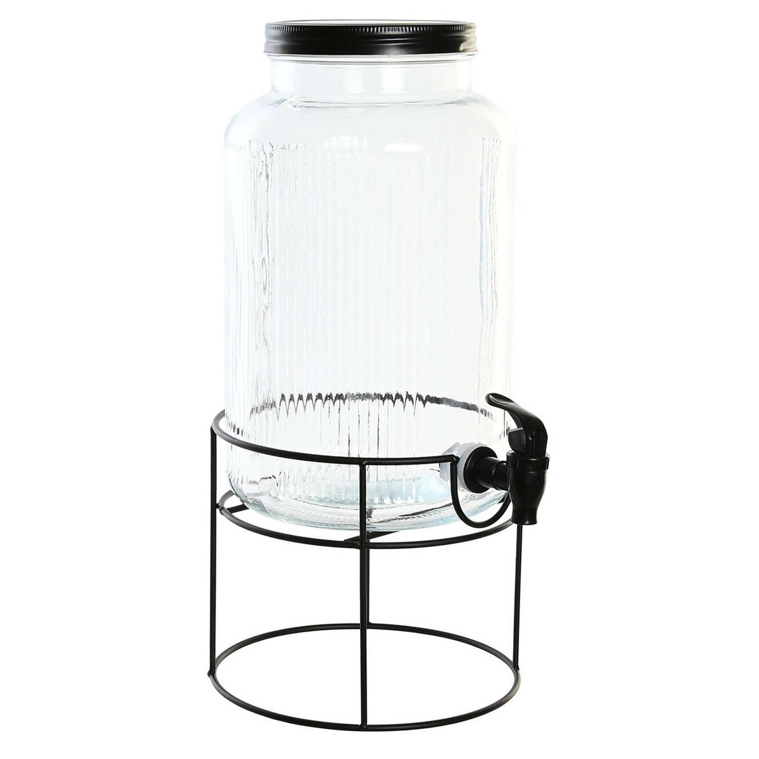 Items Drank dispenser/limonadetap - 6 liter - glas - op standaard met metalen kraantje
