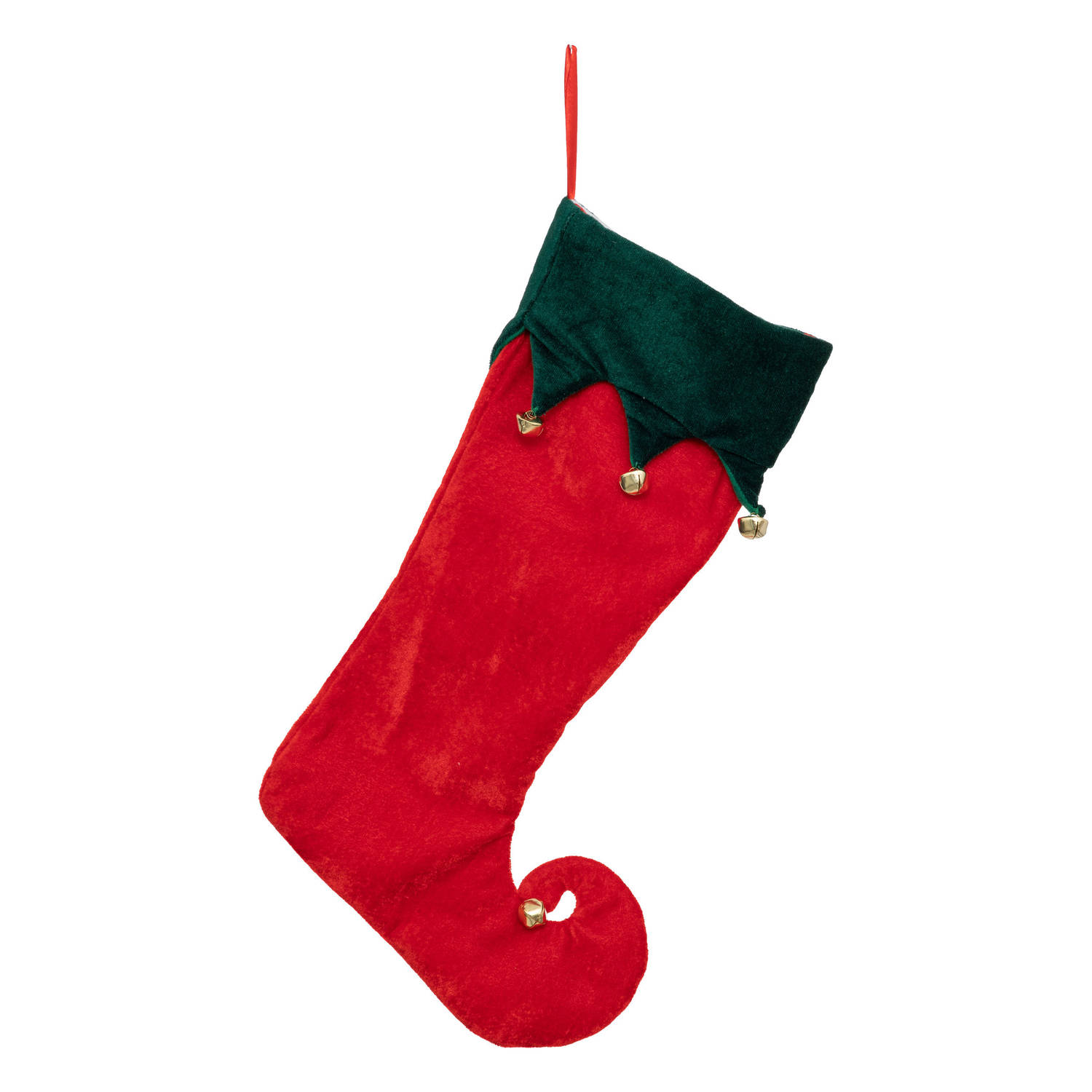 Feeric Christmas decoratie kerstsok - elf laars - H45 cm - rood - vilt