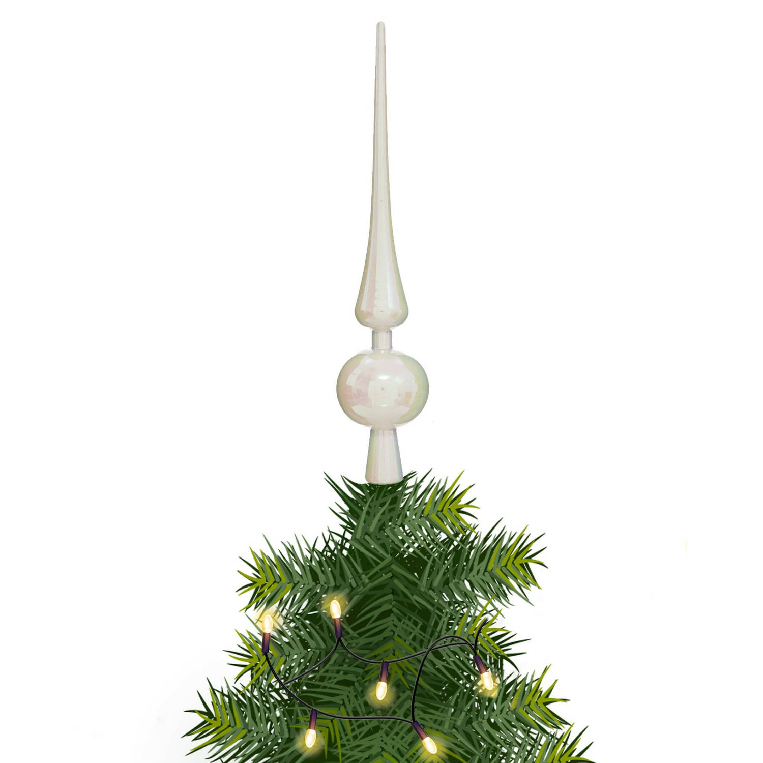 Feeric lights and christmas kerstboom piek wit plastic H28 cm kerstboompieken