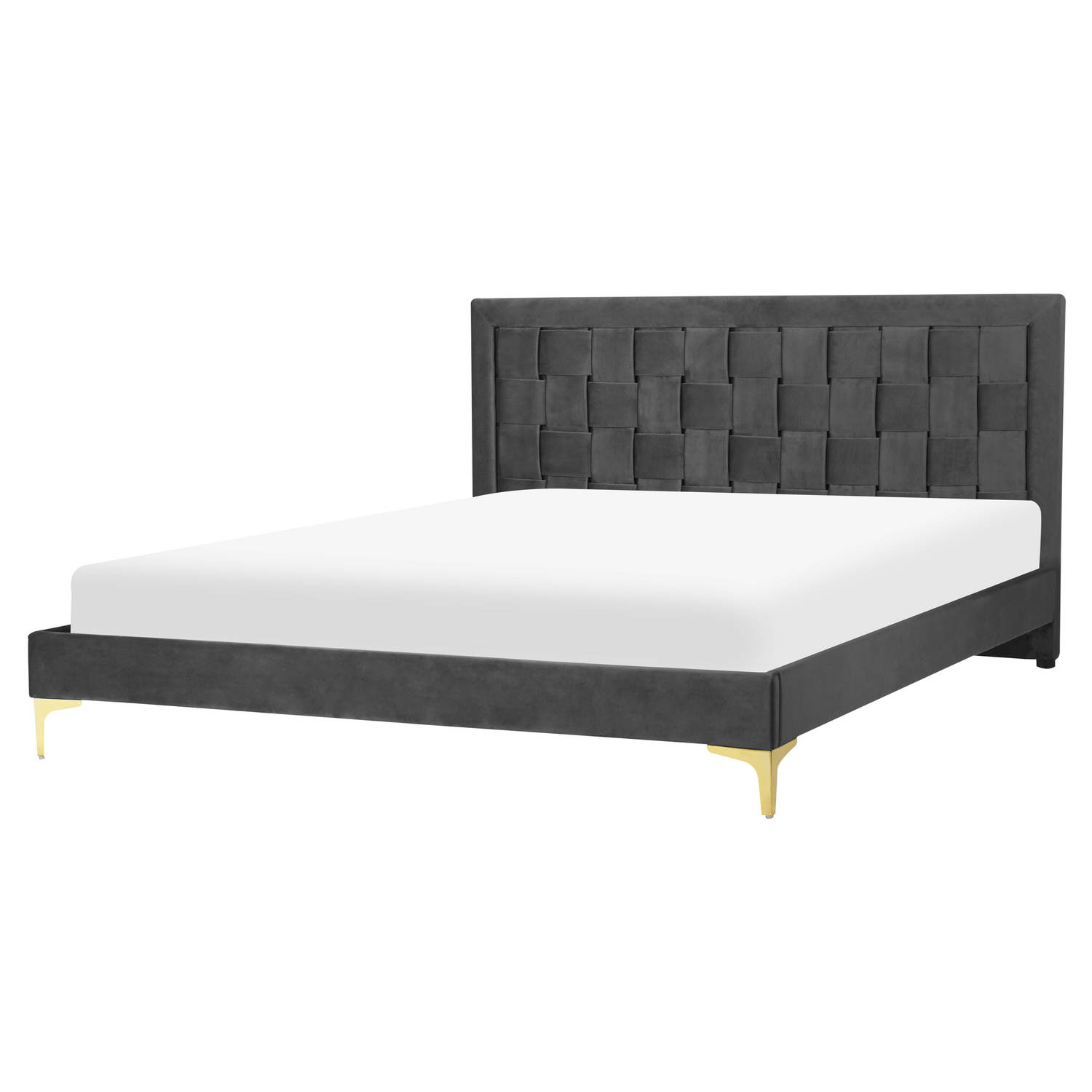 Beliani LIMOUX - Slatted Bed - Zwart - Fluweel