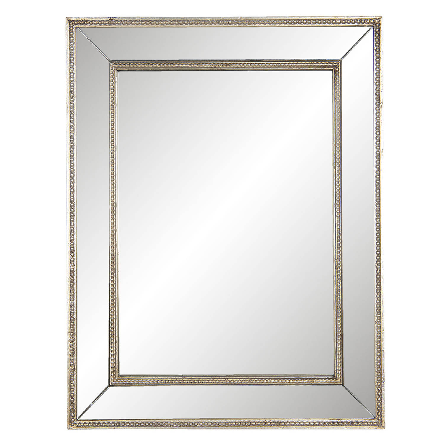 HAES DECO - Rechthoekige Spiegel met Spiegelrand - Kleur Zilverkleurig - Formaat 40x3x50 cm - Materiaal Hout / Glas - Wandspiegel, Spiegel Rechthoek