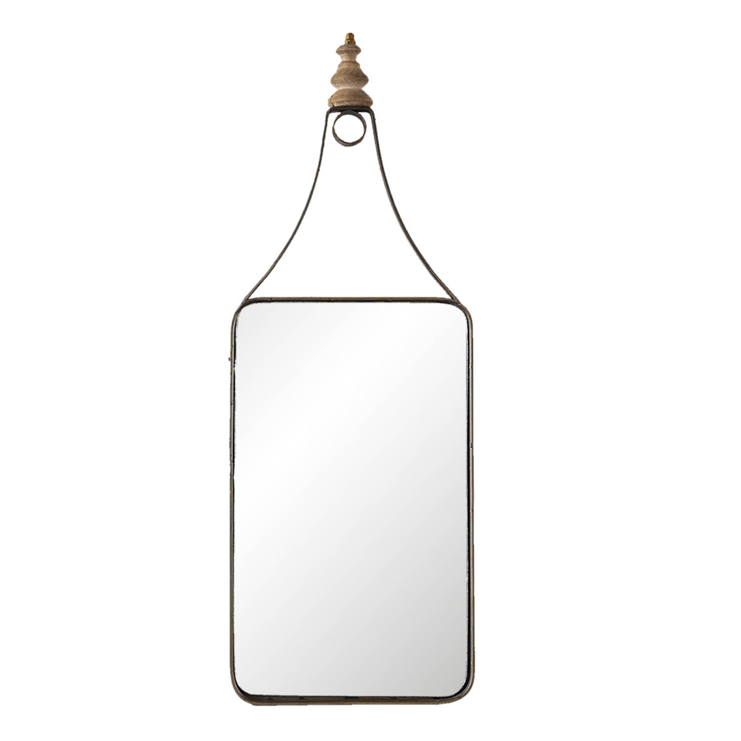 HAES DECO - Rechthoekige Spiegel - Kleur Bruin - Formaat 18x1x52 cm - Materiaal Metaal / Glas - Wandspiegel, Spiegel Rechthoek