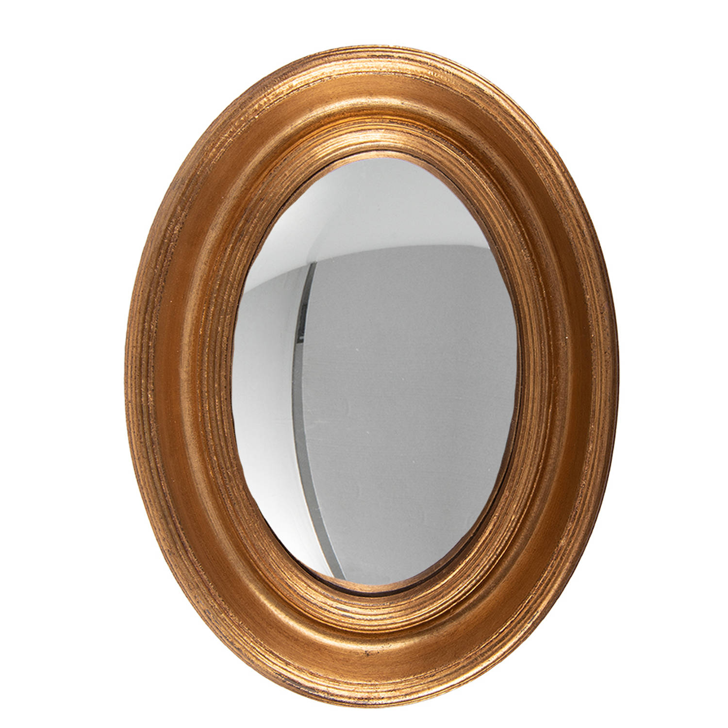 HAES DECO Ovale Spiegel Goudkleurig 24x5x32 cm Hout-Glas Wandspiegel, Spiegel Ovaal