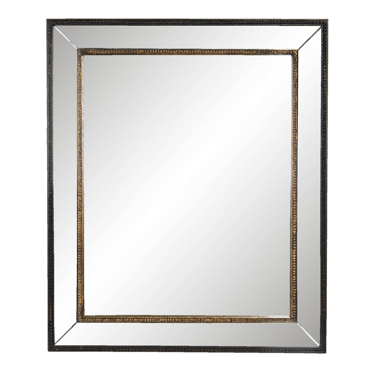 HAES DECO - Rechthoekige Spiegel met Spiegelrand - Kleur Zwart - Formaat 50x3x60 cm - Materiaal Hout / Glas - Wandspiegel, Spiegel Rechthoek