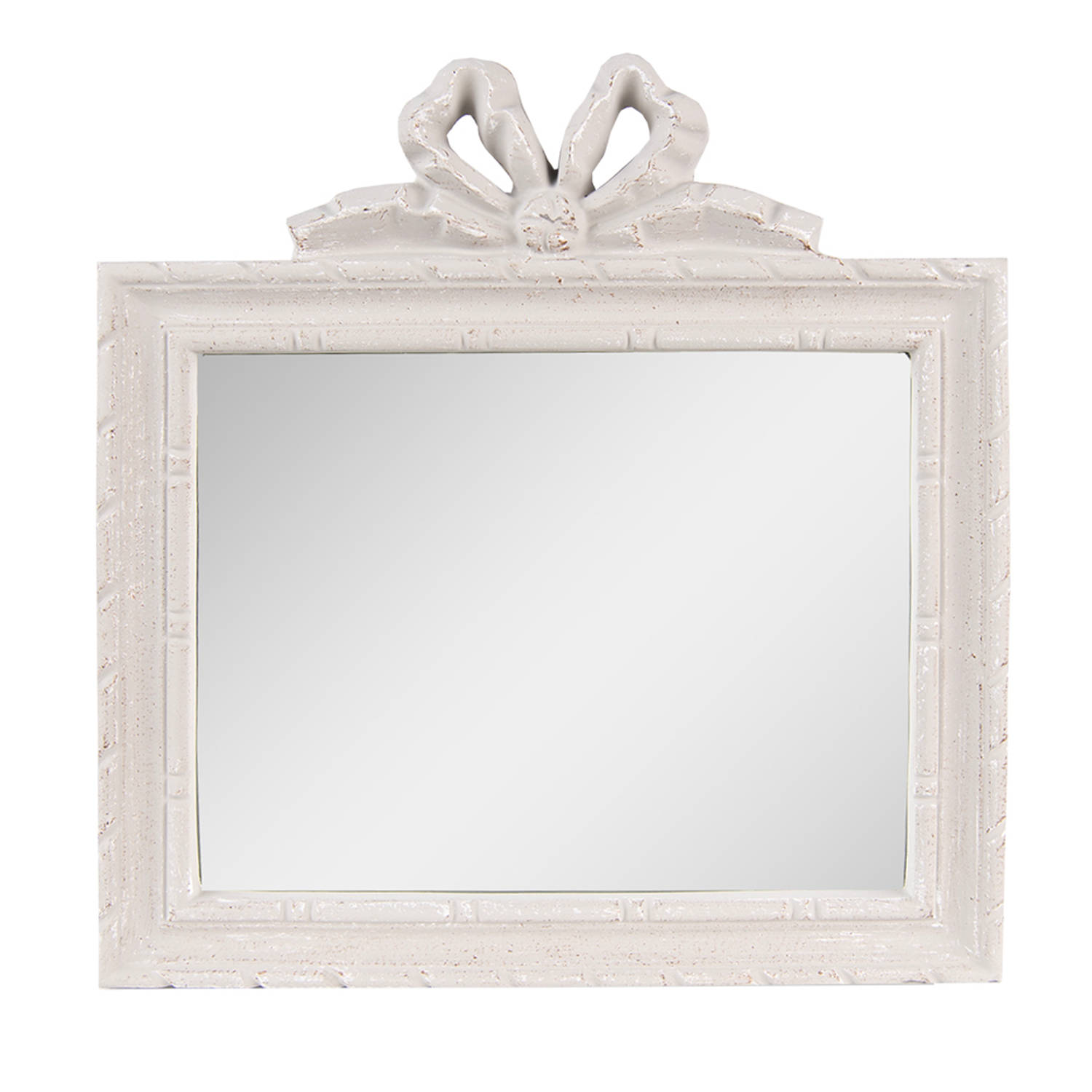 HAES DECO Rechthoekige Spiegel met Strikje Grijs 30x2x31 cm Polyurethaan ( PU) Wandspiegel, Spiegel 