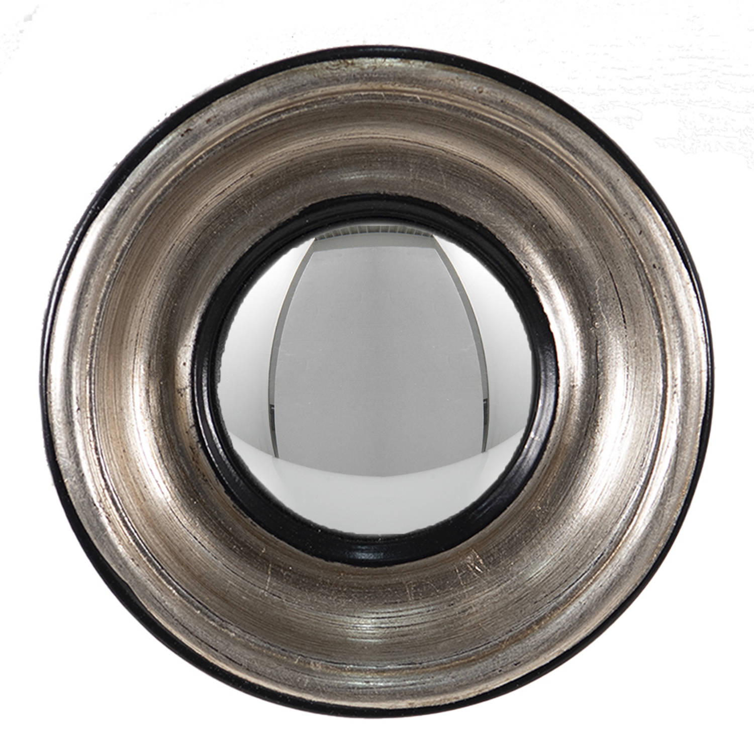 HAES DECO - Bolle ronde Spiegel - Kleur Zilverkleurig - Formaat Ø 18x3 cm - Materiaal Kunststof / Glas - Wandspiegel, Spiegel rond, Convex Glas