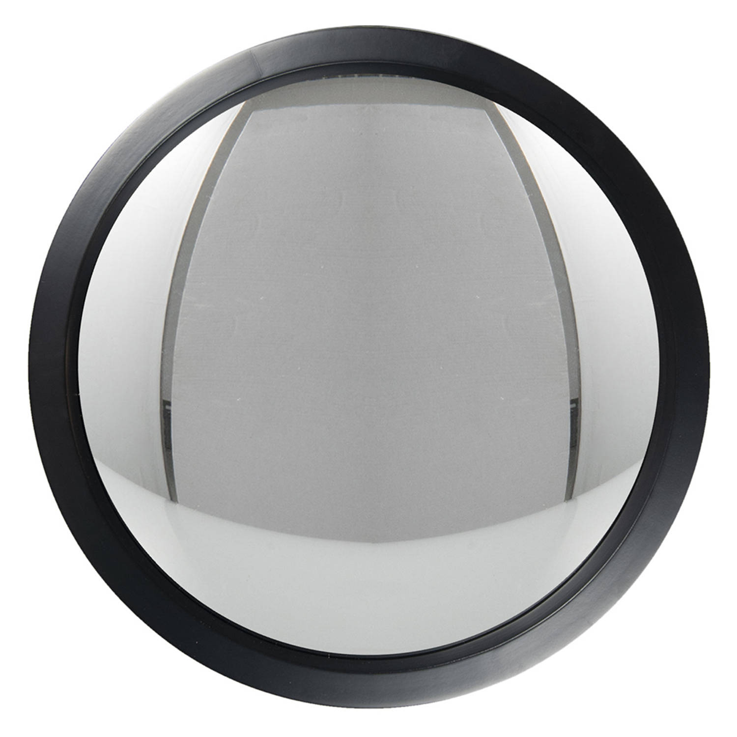 HAES DECO - Bolle ronde Spiegel - Kleur Zwart - Formaat Ø 39x4 cm - Materiaal Hout / Glas - Wandspiegel, Spiegel rond, Convex Glas