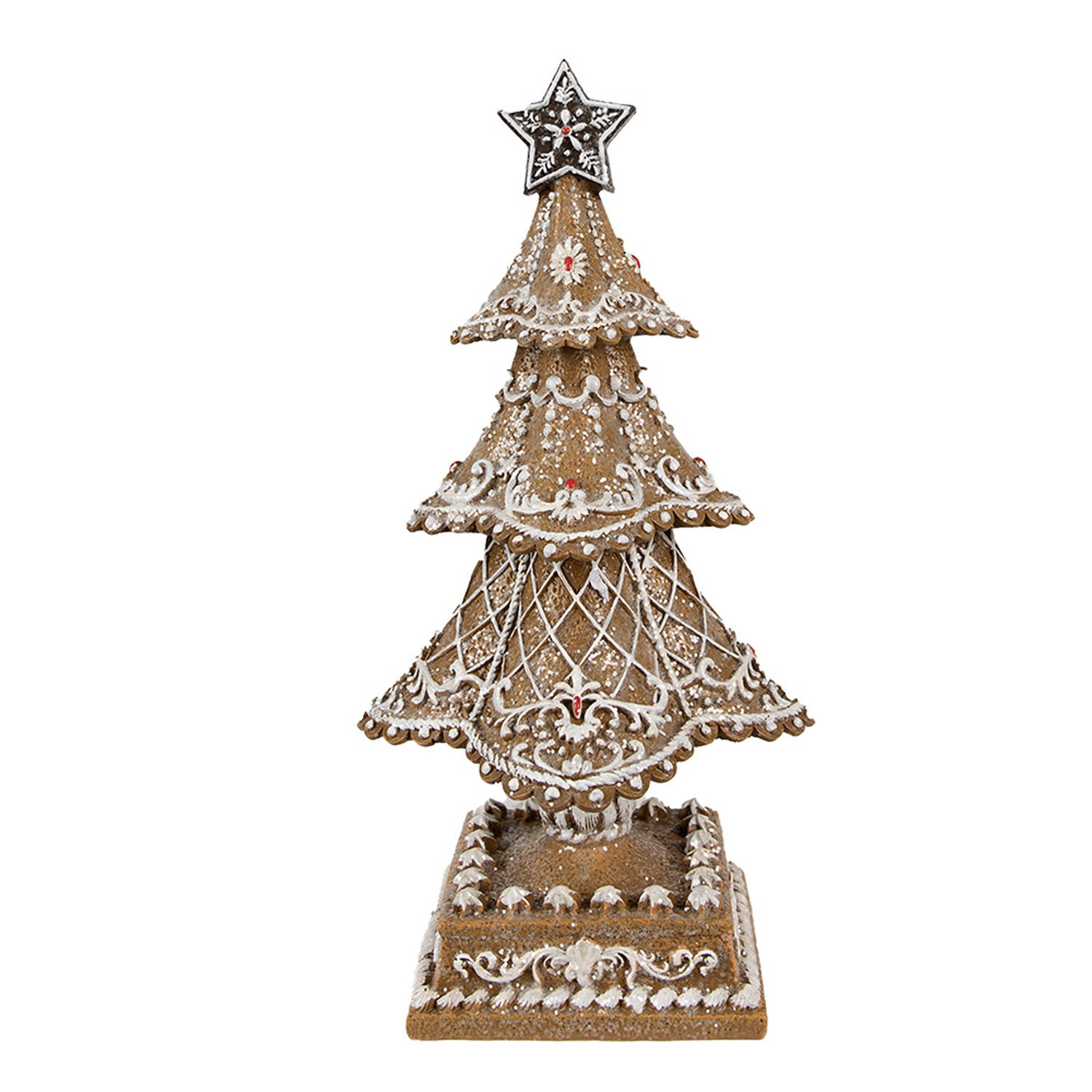 Clayre & Eef Kerstdecoratie Kerstboom 32 cm Bruin Polyresin Bruin