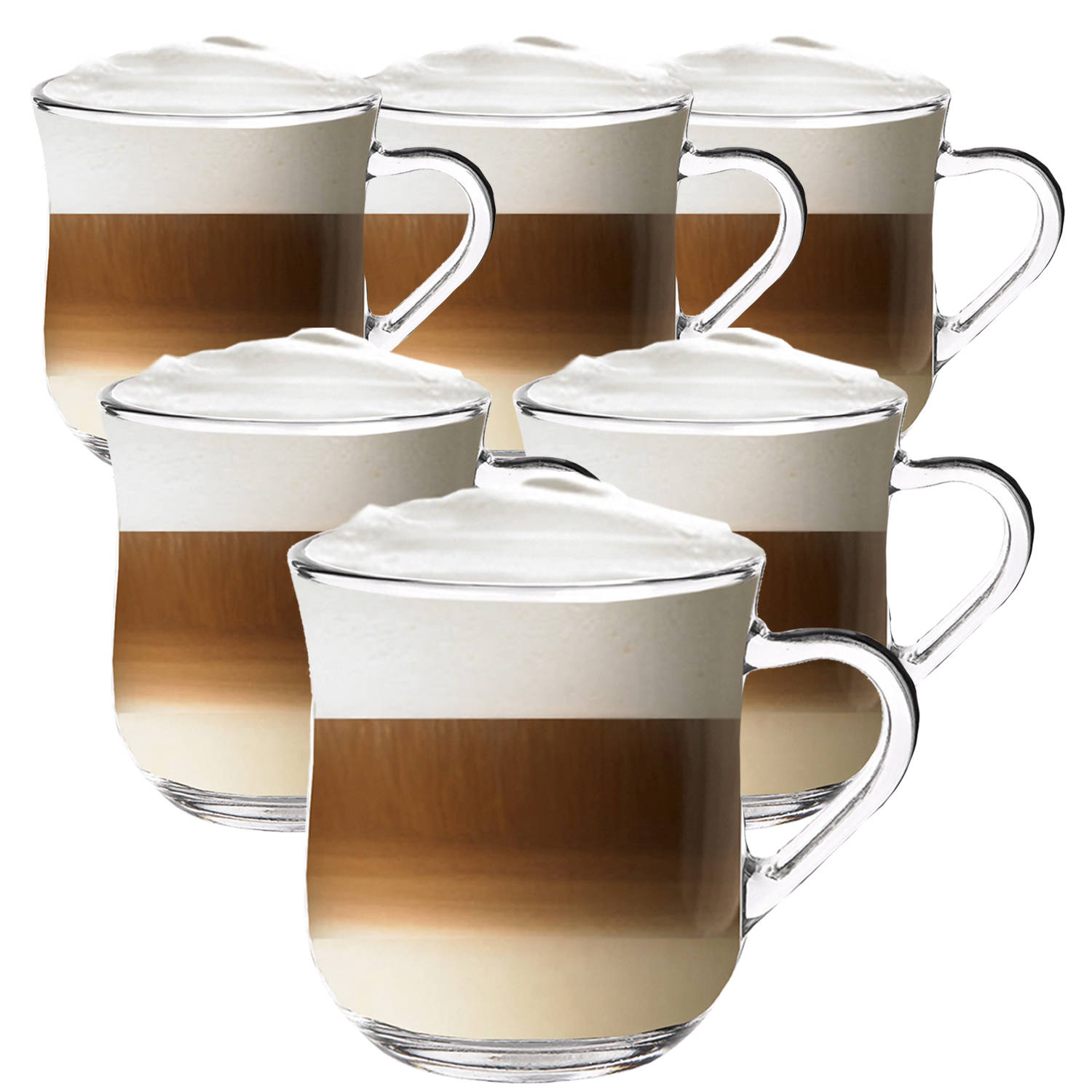 Koffieglas - Theeglazen - Cappuccino glazen - Latte Macchiato Glazen - 330ML - Set Van 6