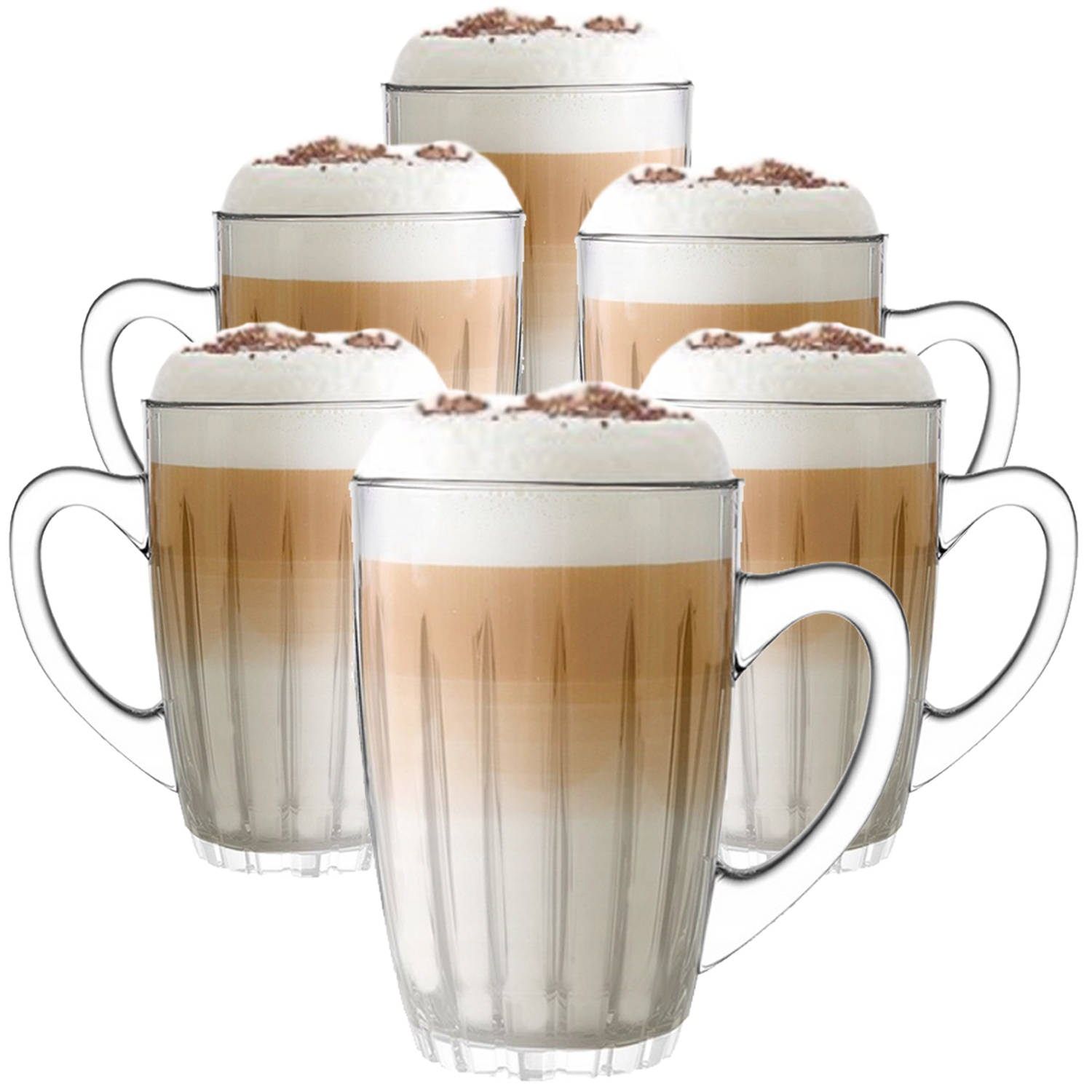 Koffieglas - Theeglazen – Cappuccino glazen - Latte Macchiato Glazen - 350ML - Set Van 6