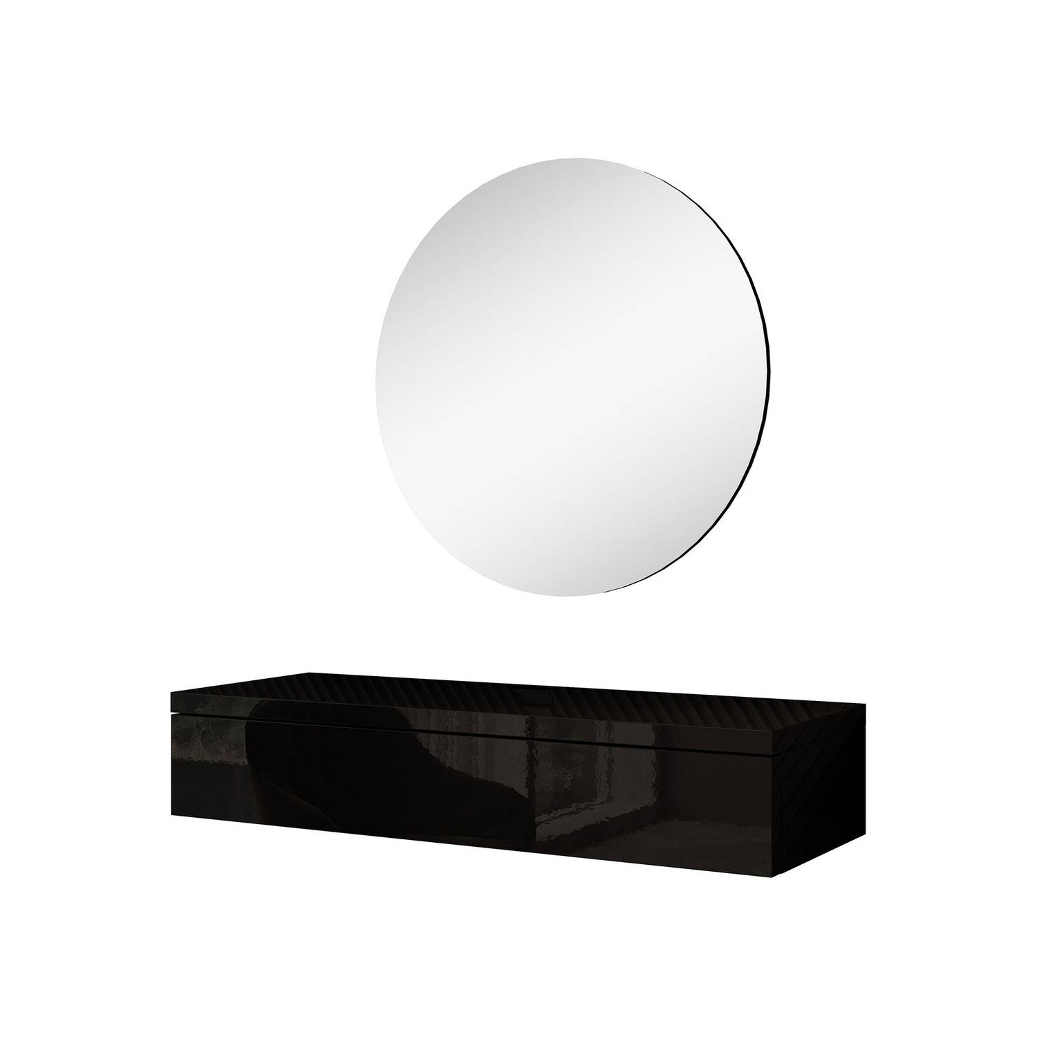 Meubella - Kaptafel Amaretto - Zwart - 100 cm - Met spiegel