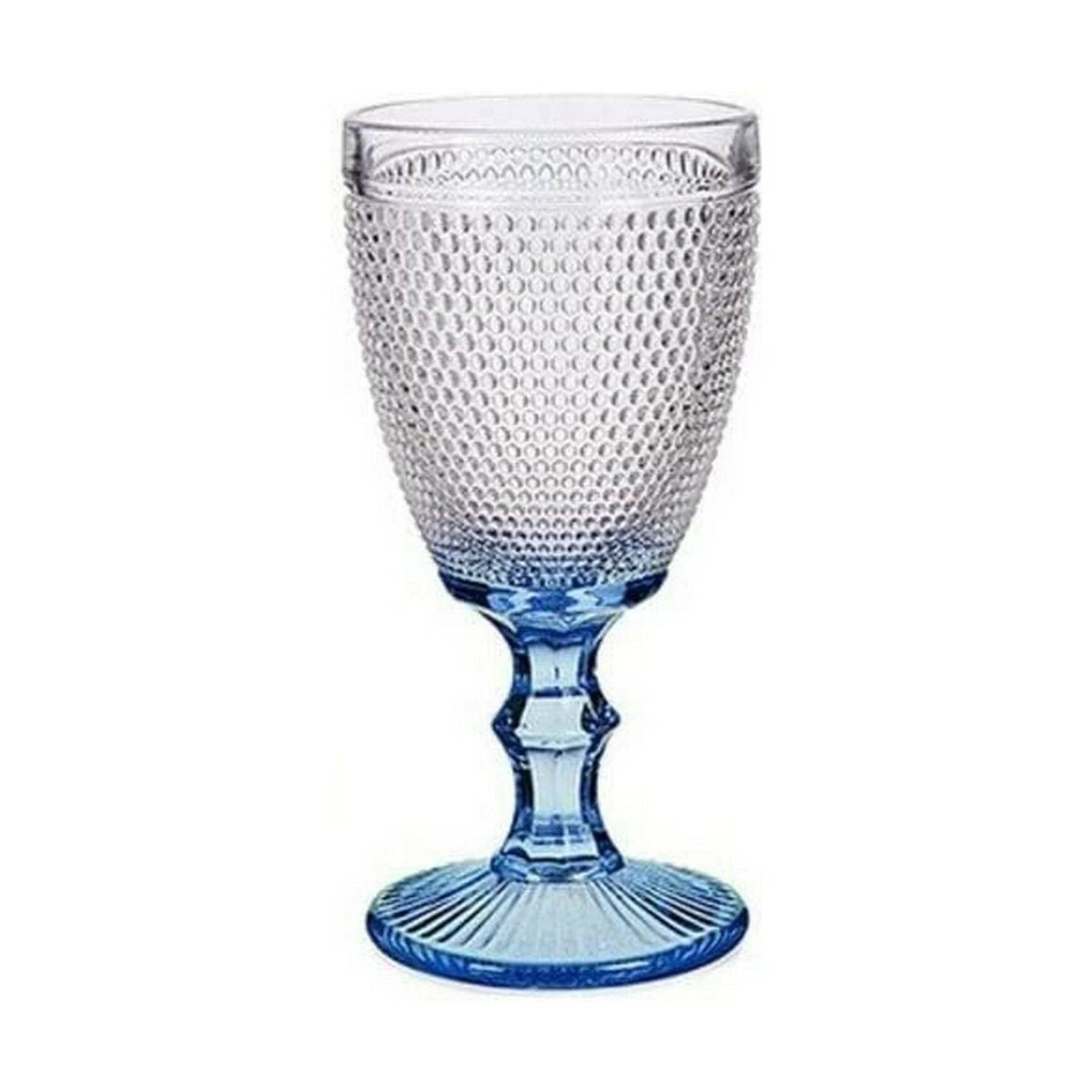 Fluitglas Transparant Punten Blauw Glas 240 ml (6 Stuks)