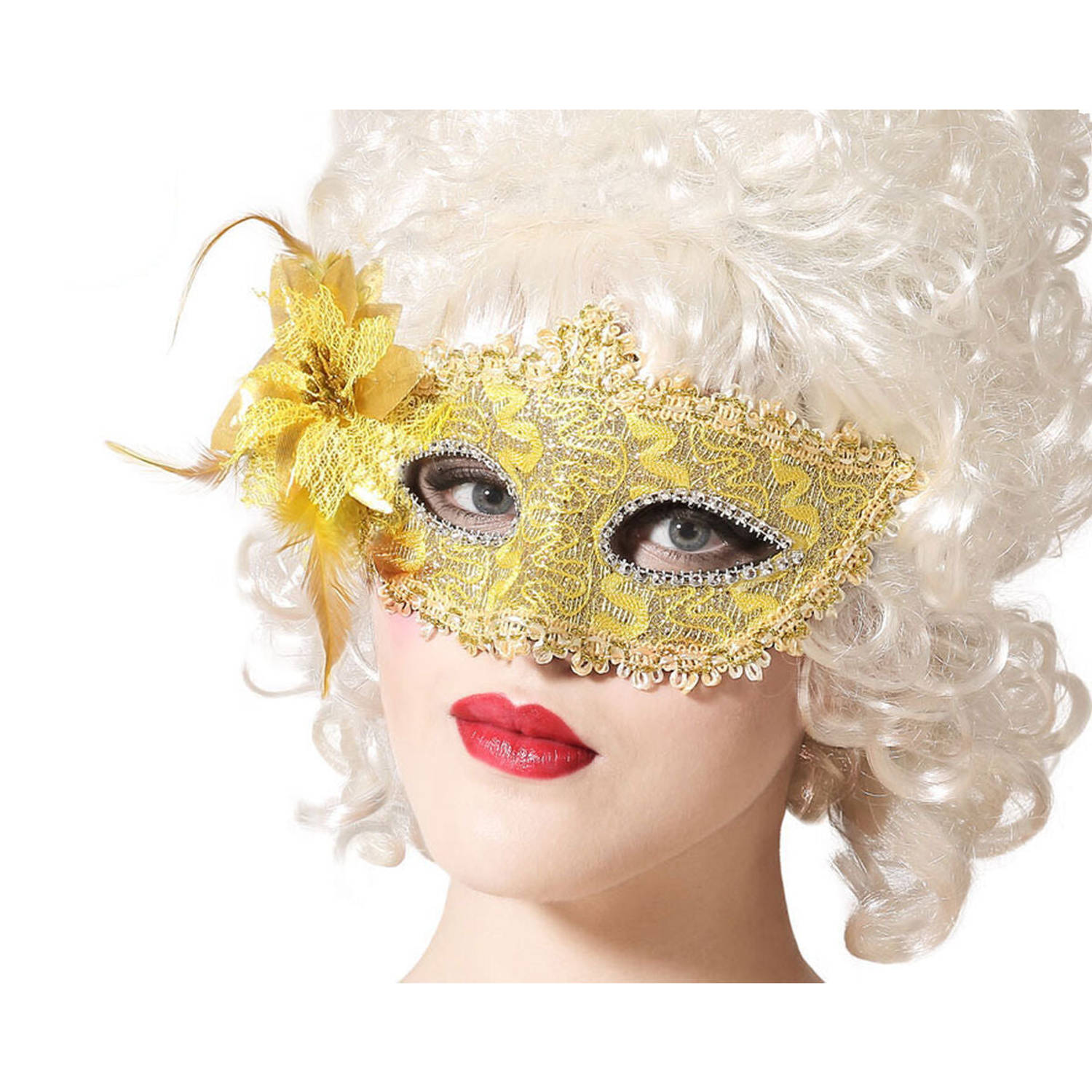 Feather Eye Mask Gouden 20 x 10 cm