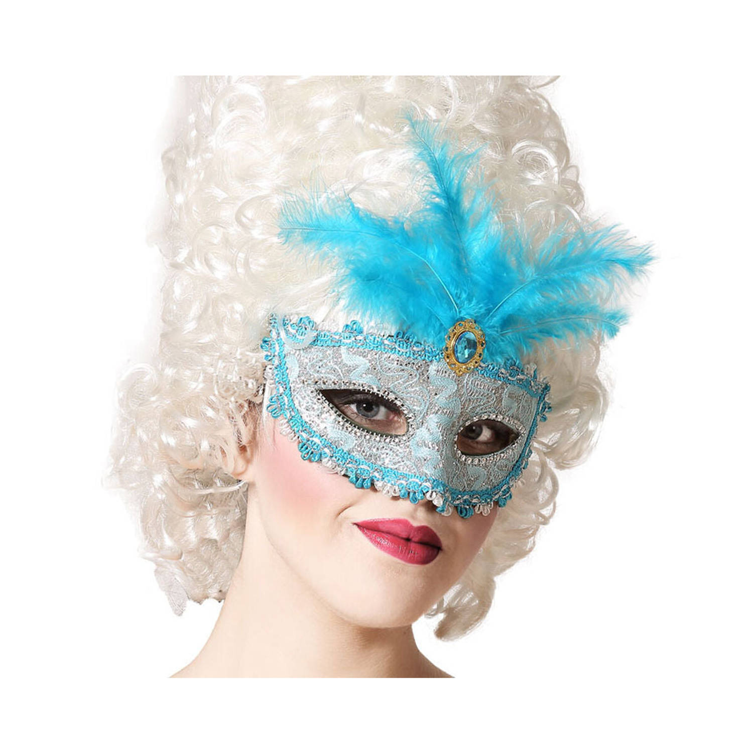Feather Eye Mask Blauw 17 x 17 cm