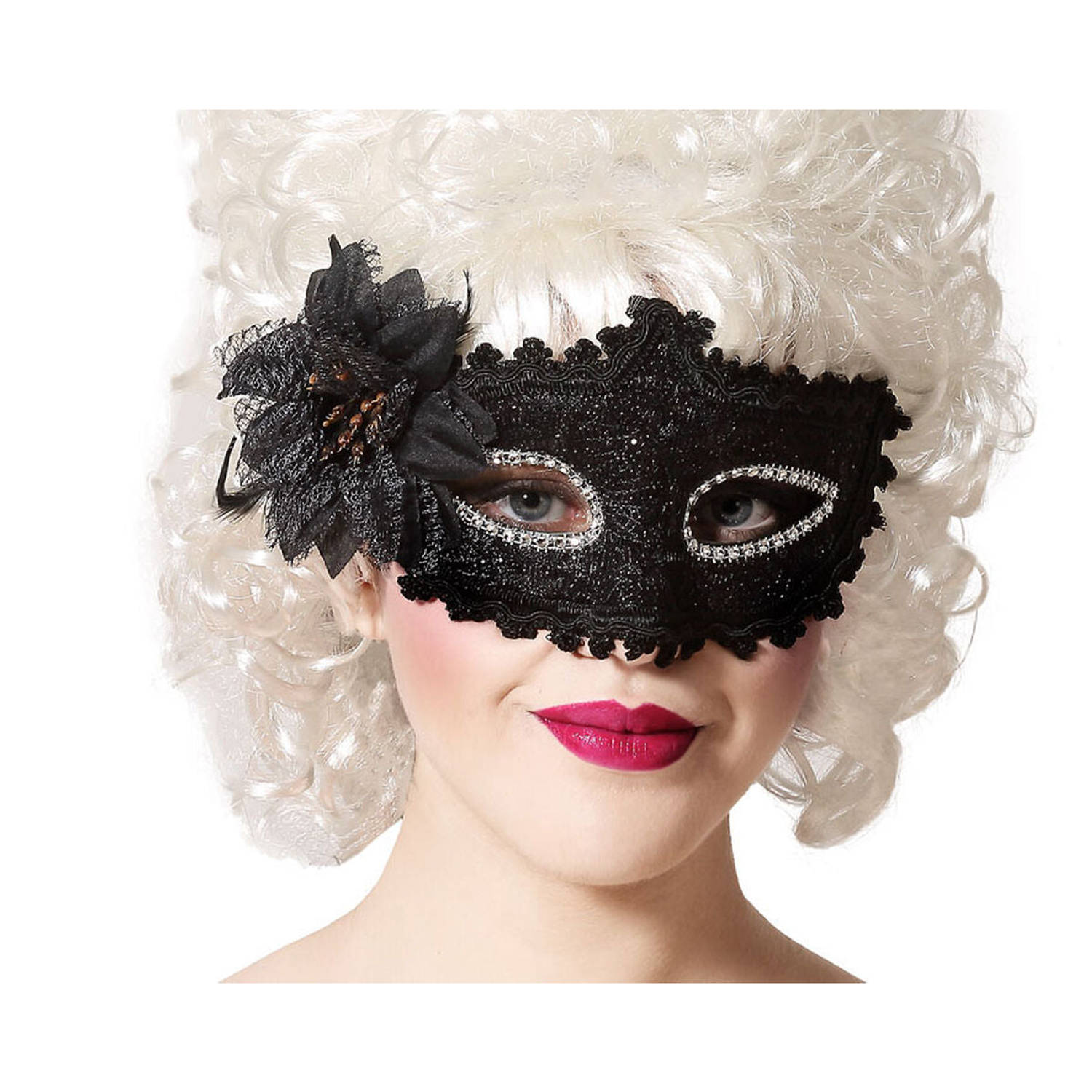 Feather Eye Mask Zwart 20 x 10 cm