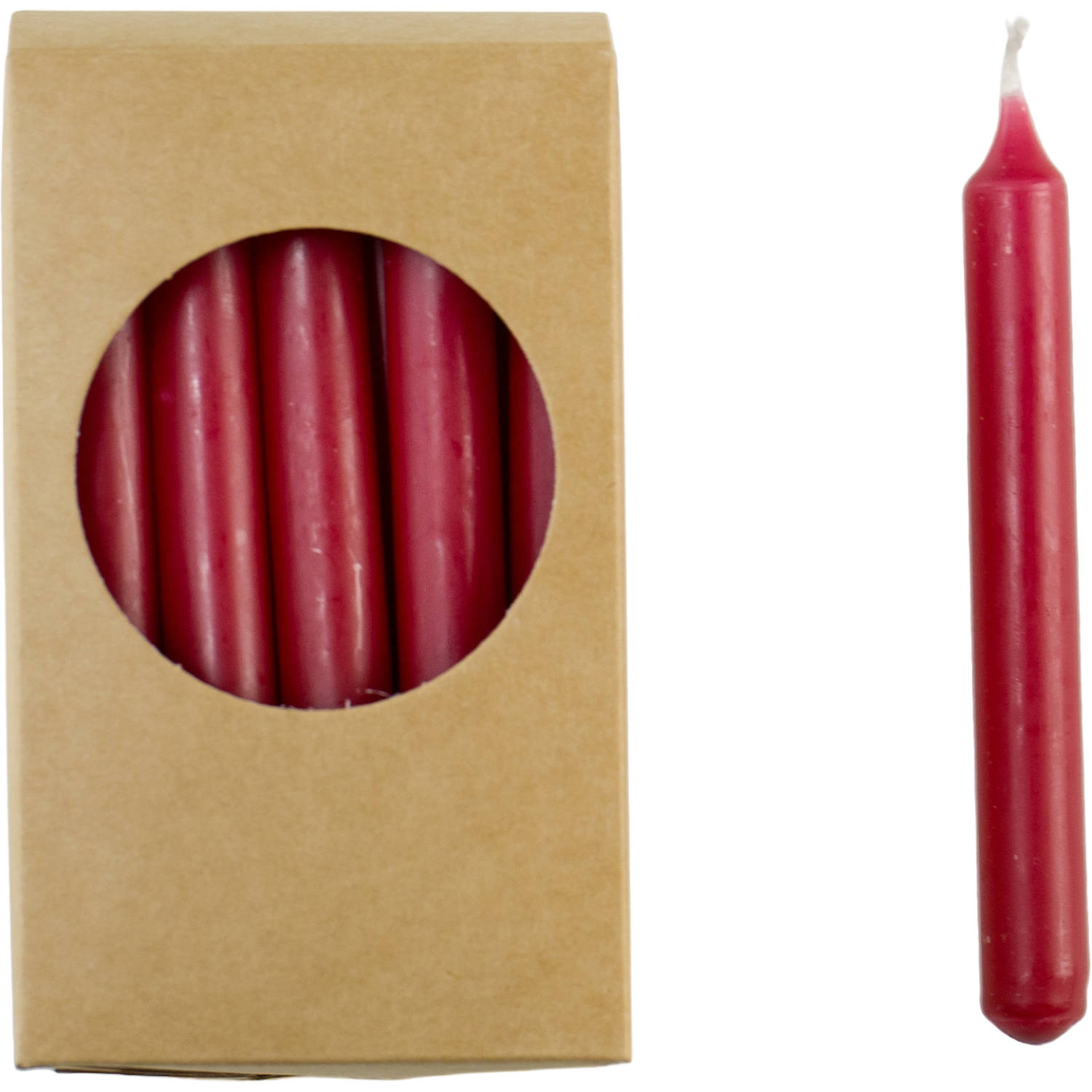Rustik Lys - Kleine, dunne potloodkaarsjes 'Finn' (set van 20, 1.2 x 10cm) - Red