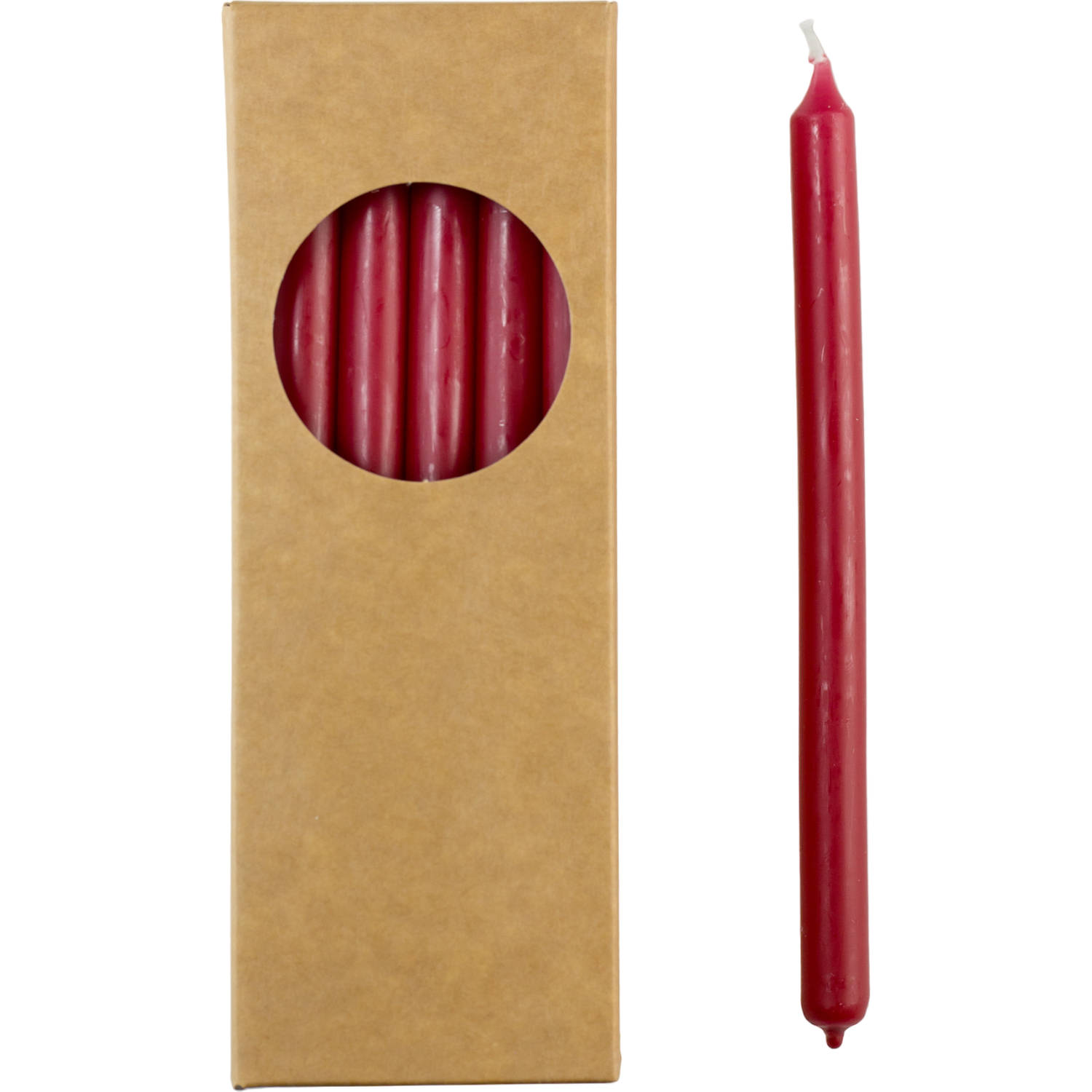 Rustik Lys - Lange, dunne potloodkaarsen 'Finn' (set van 20, 1.2 x 17.5cm) - Red