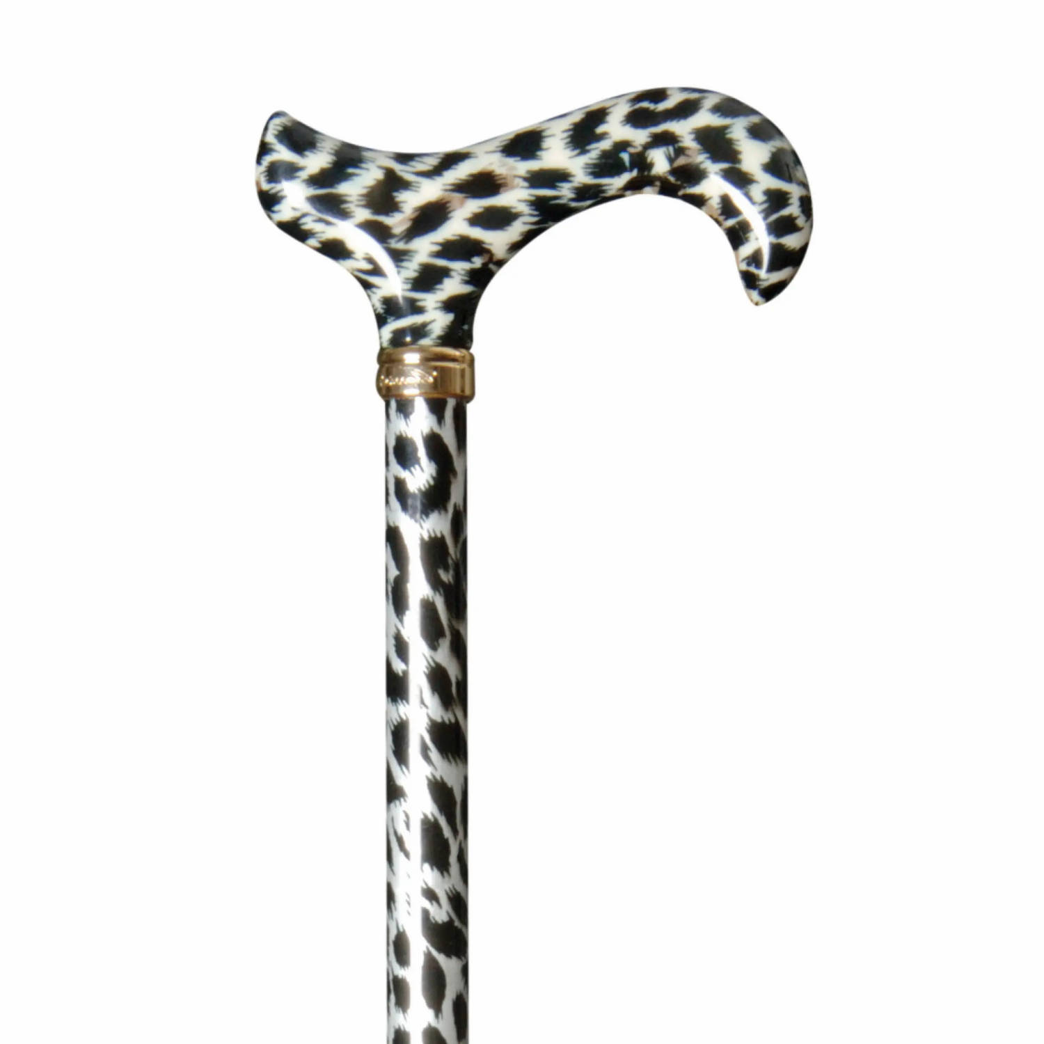 Classic Canes - Verstelbare wandelstok - Aluminium - Derby handvat - Sneeuwluipaard print - Wandelstokken - Voor heren en dames - Lengte 77 - 100 cm