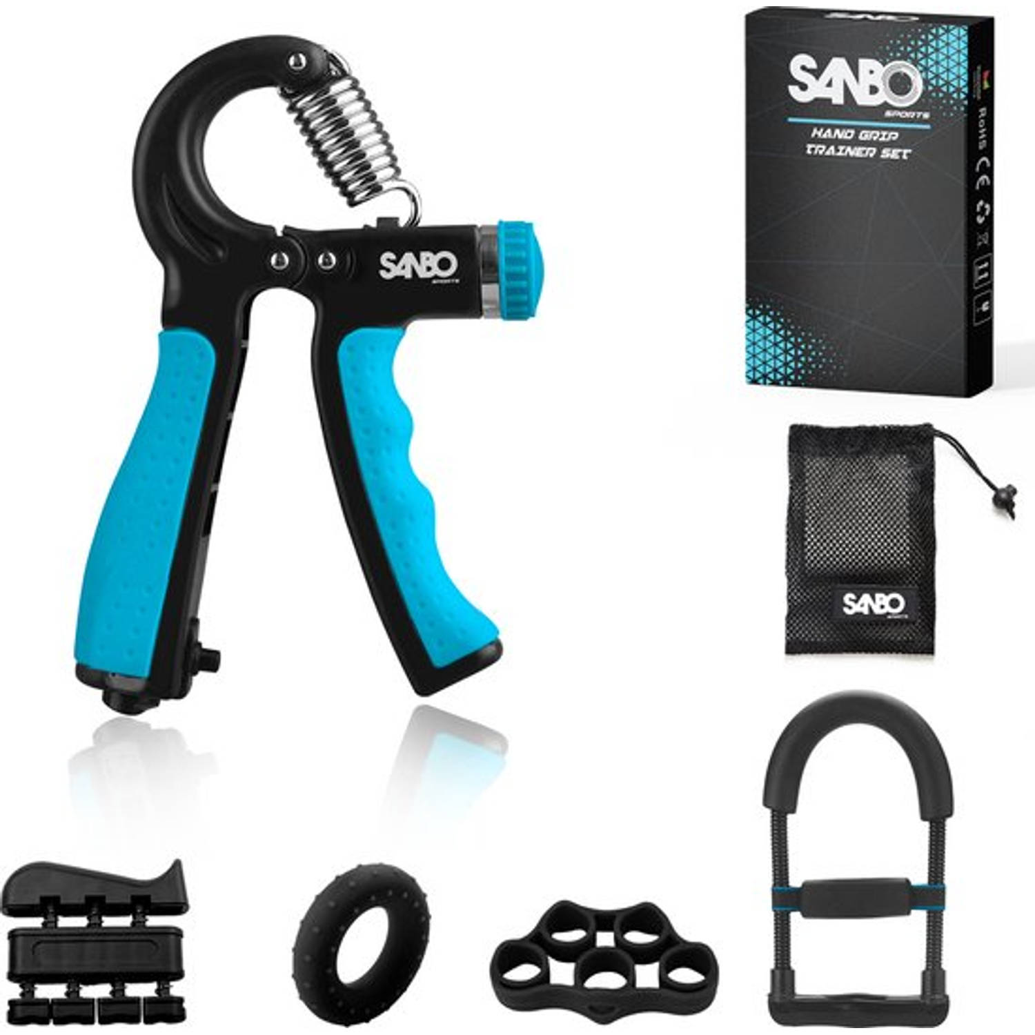 Sanbo Fitness Handtrainer Set Incl. Onderarm Trainer Handknijper Vingertrainer