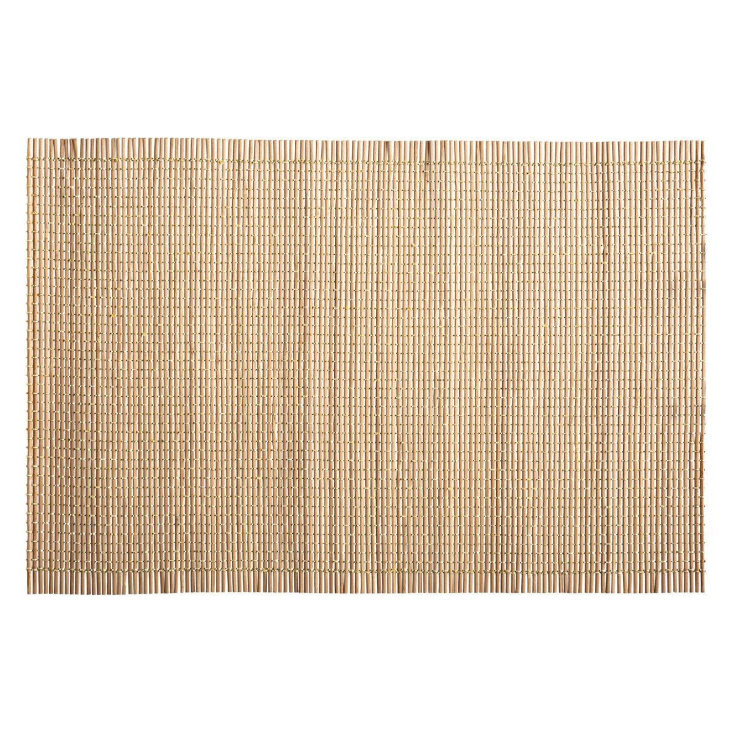 Rechthoekige placemat naturel bamboe - met goud draad - 45 x 30 cm - Placemats