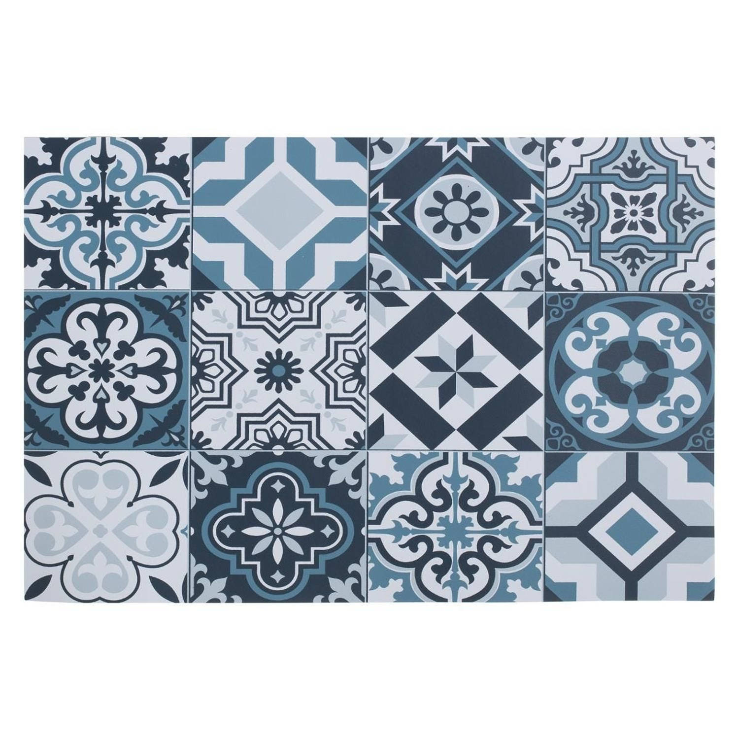 Rechthoekige placemat mozaiek blauw vinyl 45 x 30 cm Placemats