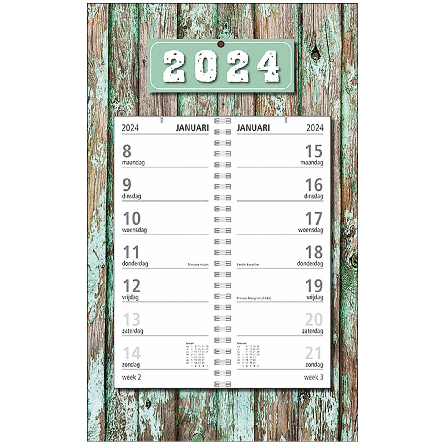MGPcards - Omlegweekkalender 2024 - Week begint op Maandag - Planken