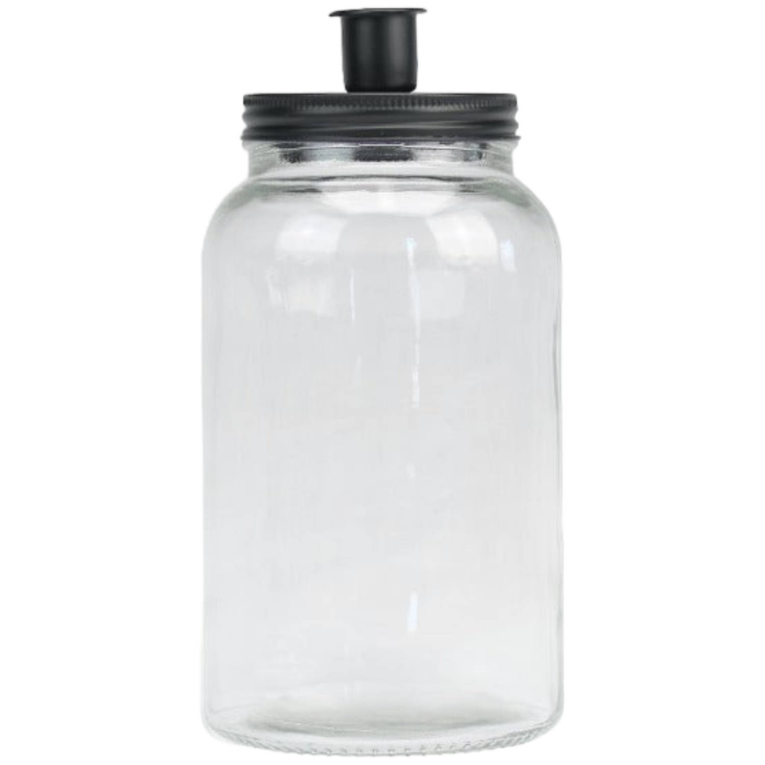 Maison d'Abri - Mason jar met kaarsenhouder - 20cm hoog - Zwart