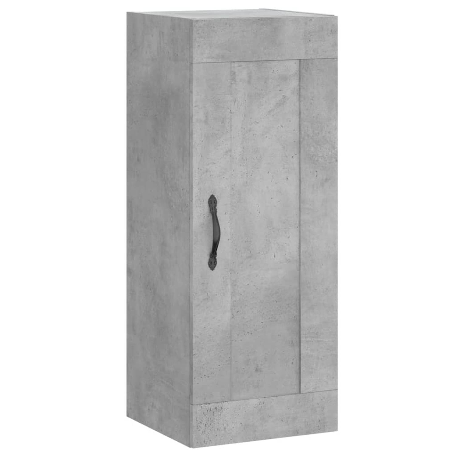 The Living Store Wandkast 34-5x34x90 cm bewerkt hout betongrijs - Keukenkast