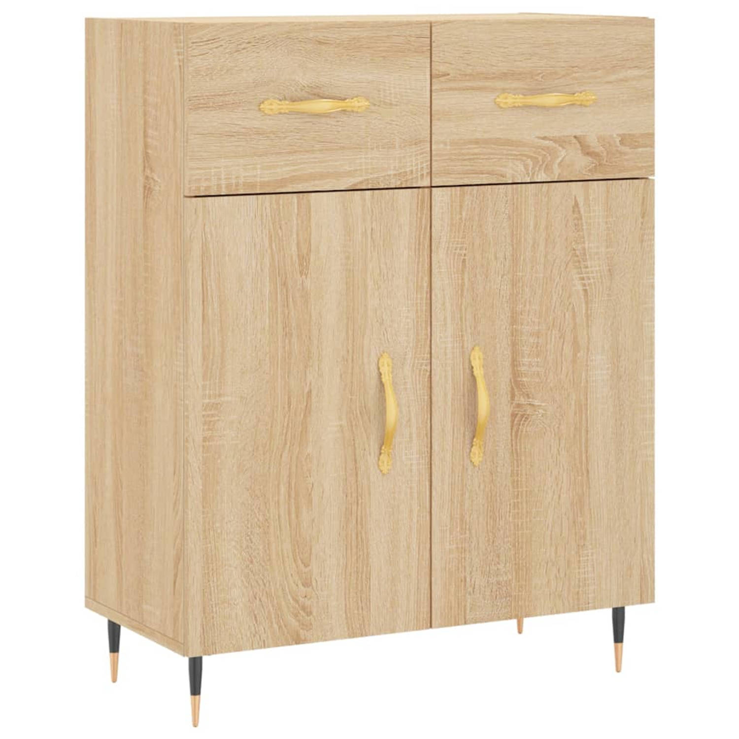The Living Store Dressoir - Sonoma Eiken - 69.5 x 34 x 90 cm - Duurzaam hout - Metalen poten