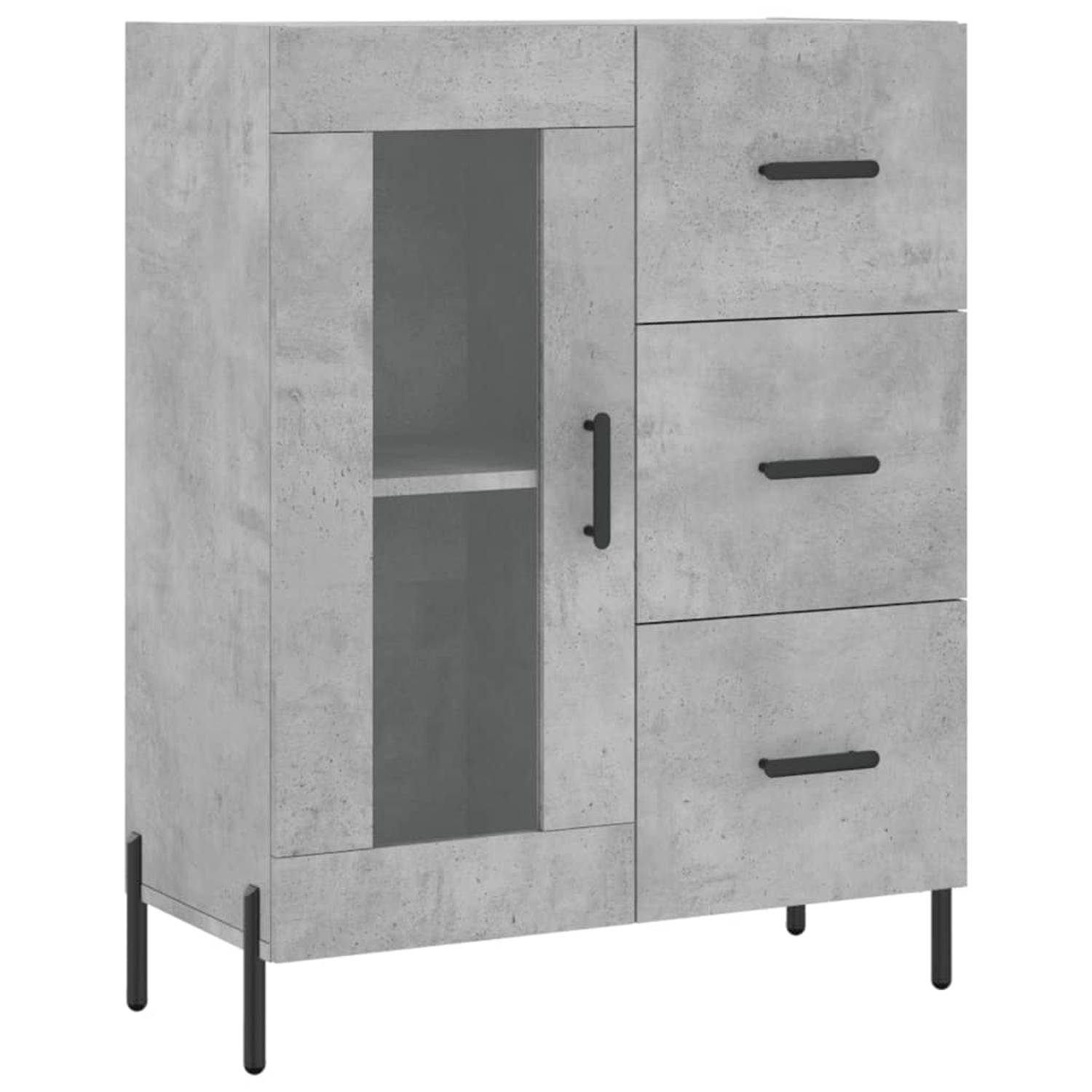 The Living Store Dressoir 69-5x34x90 cm bewerkt hout betongrijs - Keukenkast