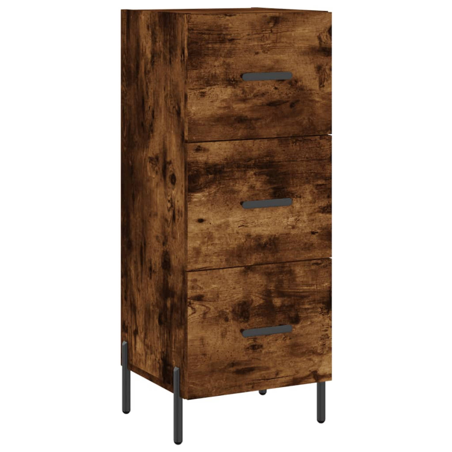 The Living Store Dressoir 34-5x34x90 cm bewerkt hout gerookt eiken - Keukenkast