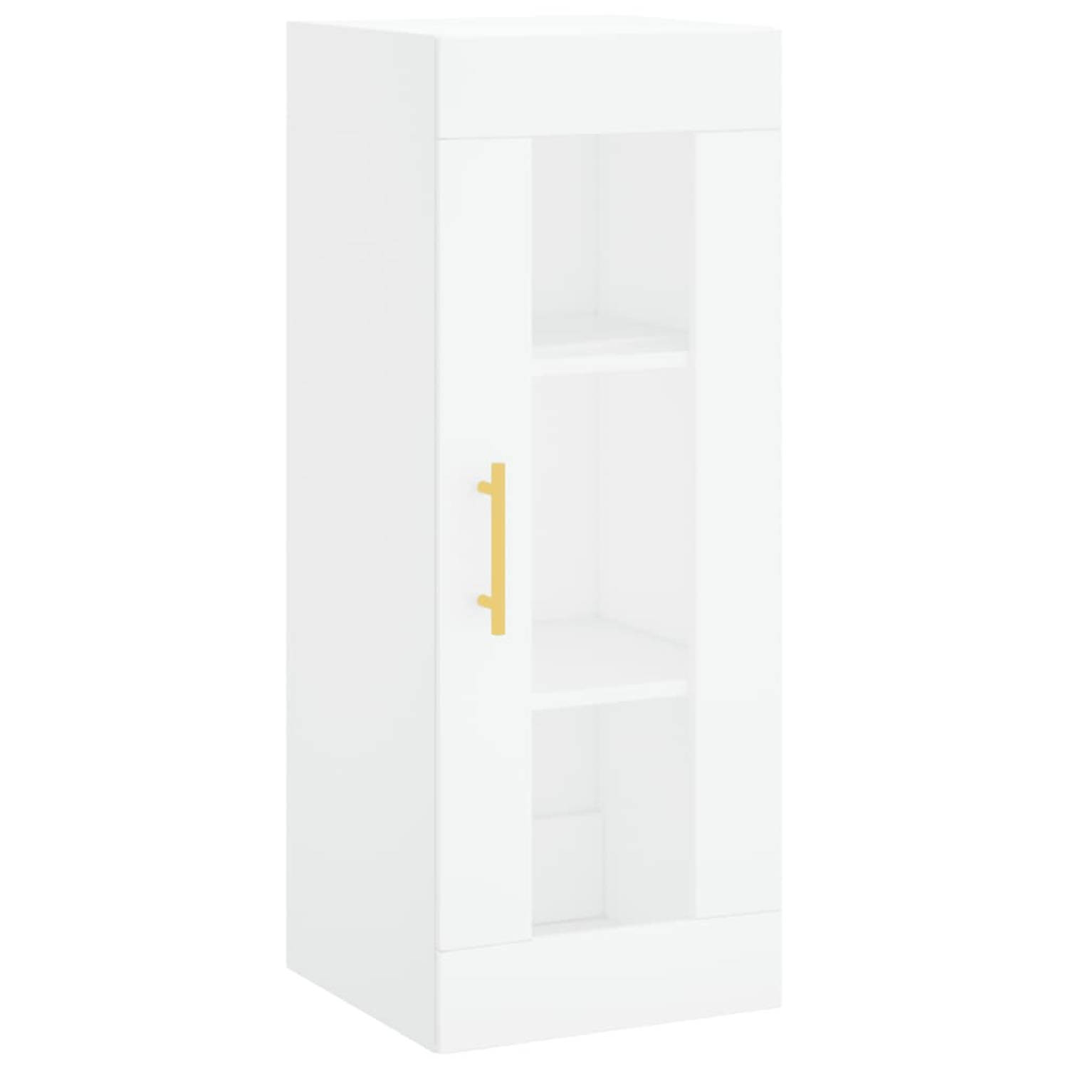 The Living Store Wandkast - zwevende opbergkast - 34.5 x 34 x 90 cm - wit