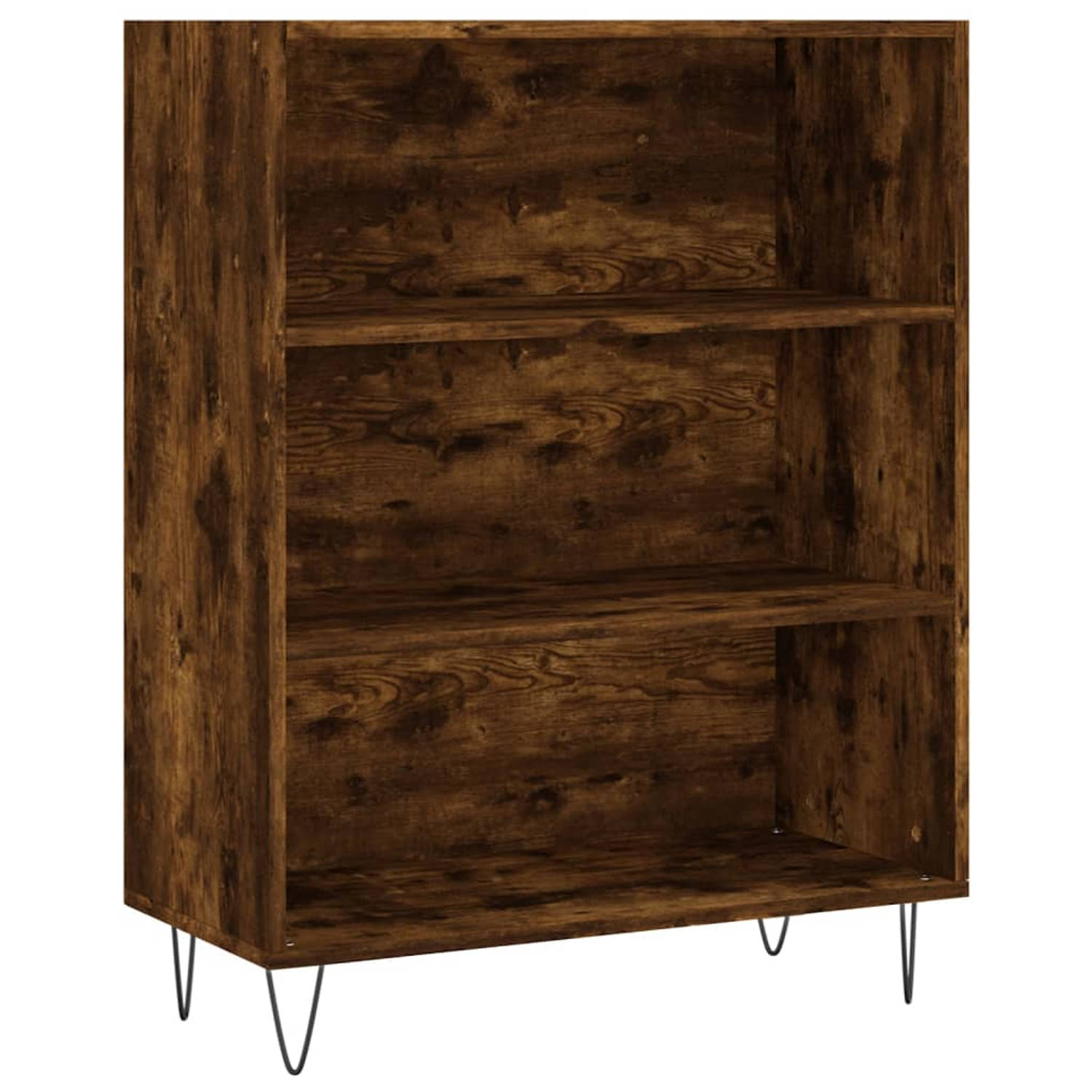 The Living Store Boekenkast 69-5x32-5x90 cm bewerkt hout gerookt eikenkleurig - Kast